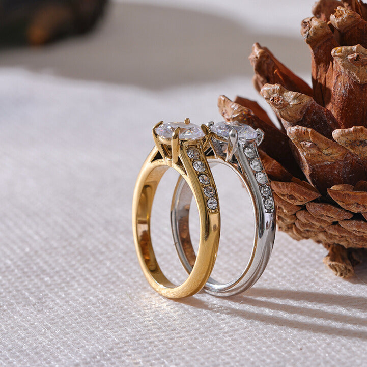 Bold Zirconia Ring Gold