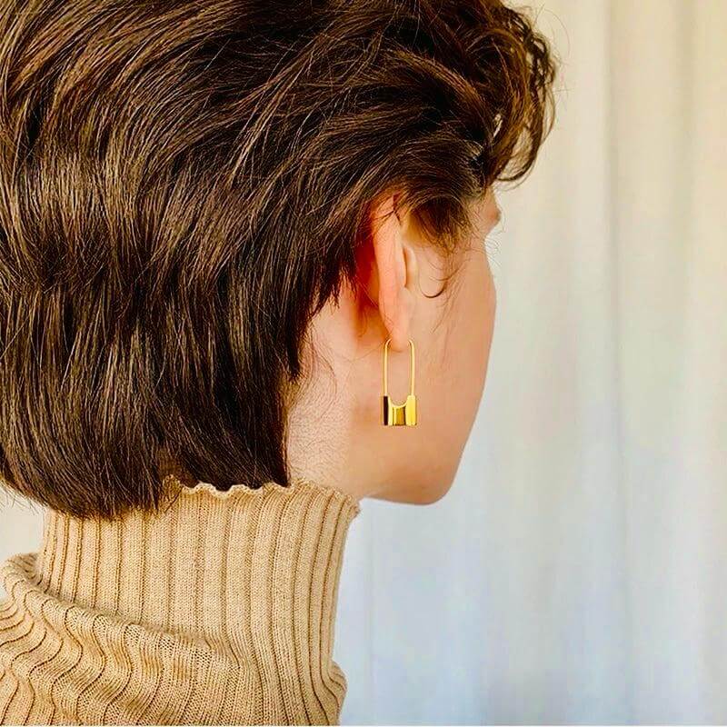 Lock Hoop Earrings 18K Gold Plated -Waterproof & Anti Tarnish