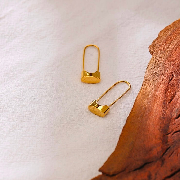 Lock Hoop Earrings 18K Gold Plated -Waterproof & Anti Tarnish