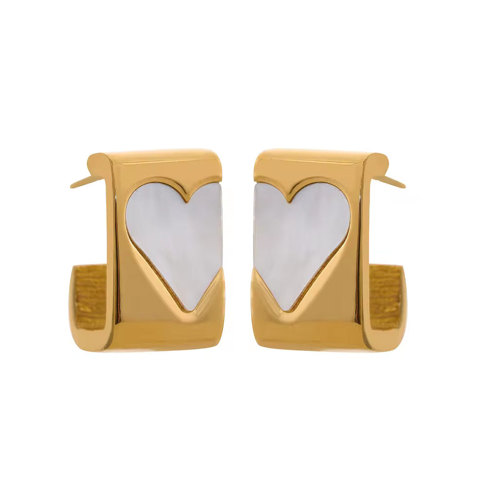 White Shell  Acrylic 18K Gold Plated Earrings