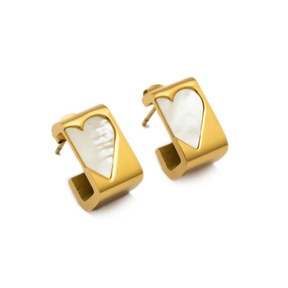 White Shell  Acrylic 18K Gold Plated Earrings