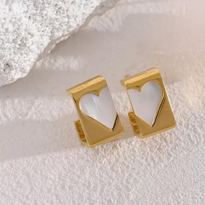 White Shell  Acrylic 18K Gold Plated Earrings