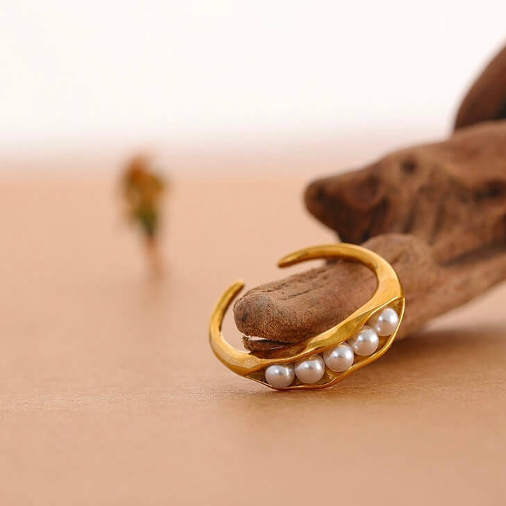 Natural Pearls - 18K Gold Plated Ring