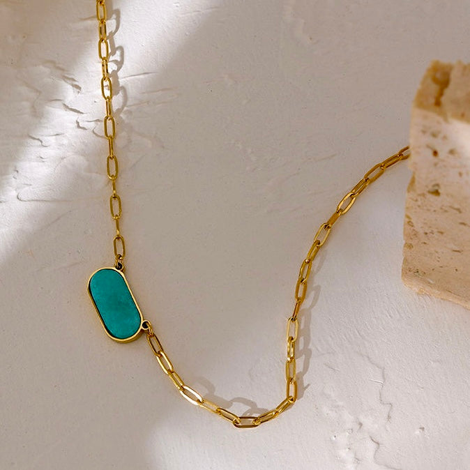 Green Twinkles Necklace - 18K Gold Plated