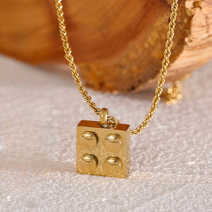 4 Square Checkerboard - 18K Plated Necklace for Women