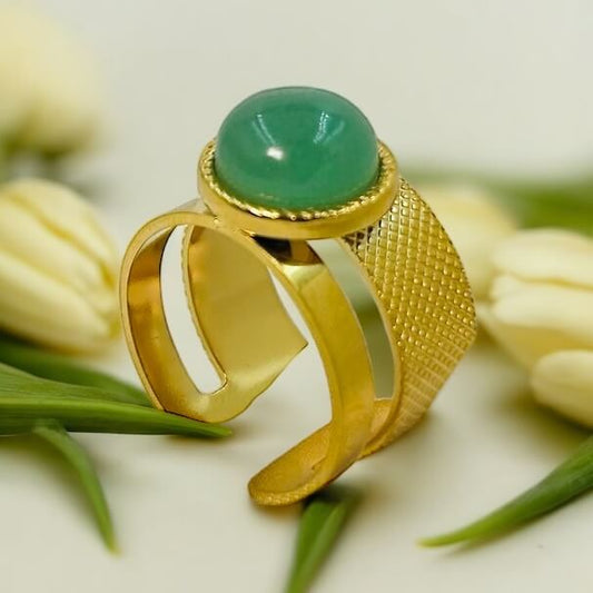 Green Stone elegant  18K Gold Plated Ring