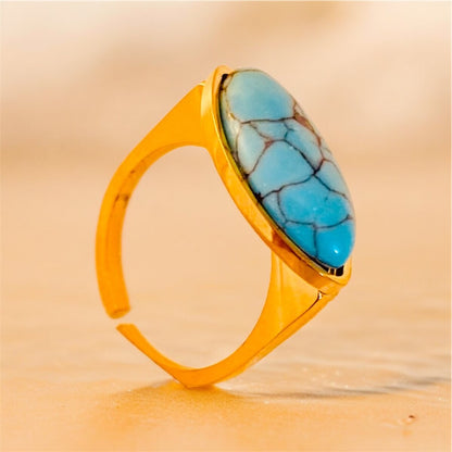 Turquoise Stone - 18K Gold Plated Jewellery Ring