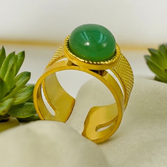 Green Stone elegant  18K Gold Plated Ring