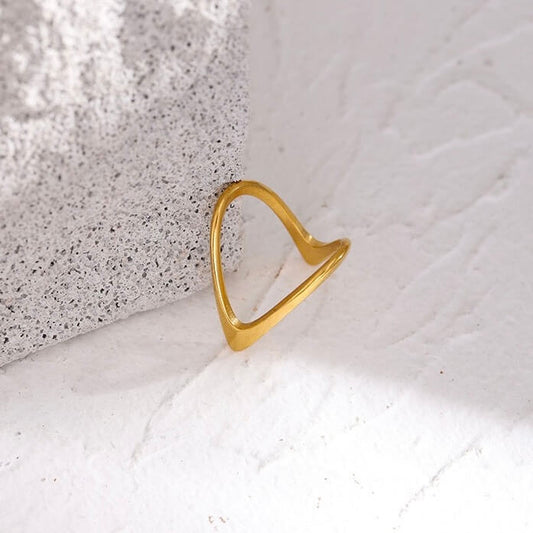 V Shape- 18K Gold Plated Ring