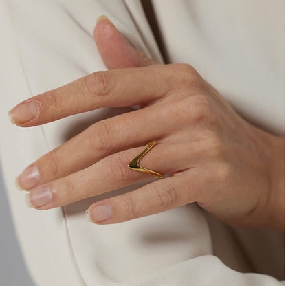 V Shape- 18K Gold Plated Ring