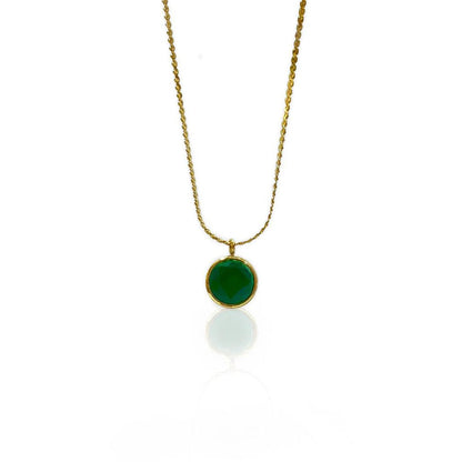 French Green Stone - 18K Gold Plated Necklace