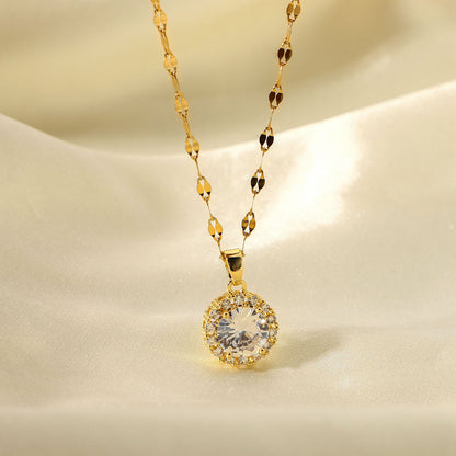 Cute Circle Cubic Zircon Necklace