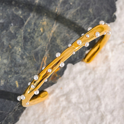 Open Pearls Bracelet - 18K Gold Plated