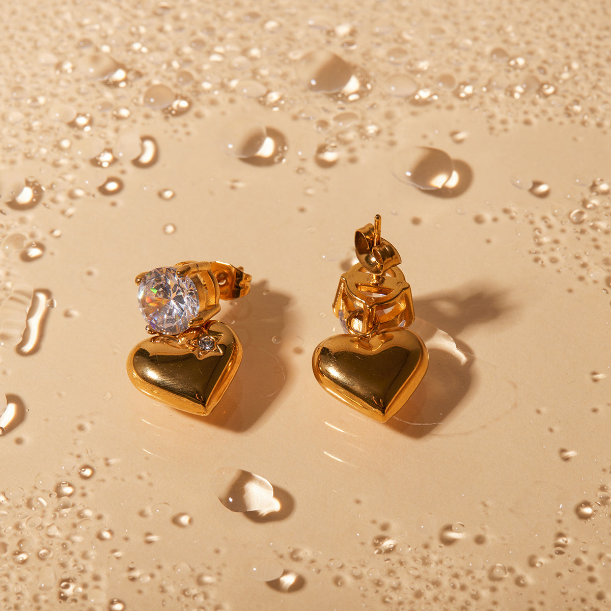 Sweet Zircon Heart Earrings