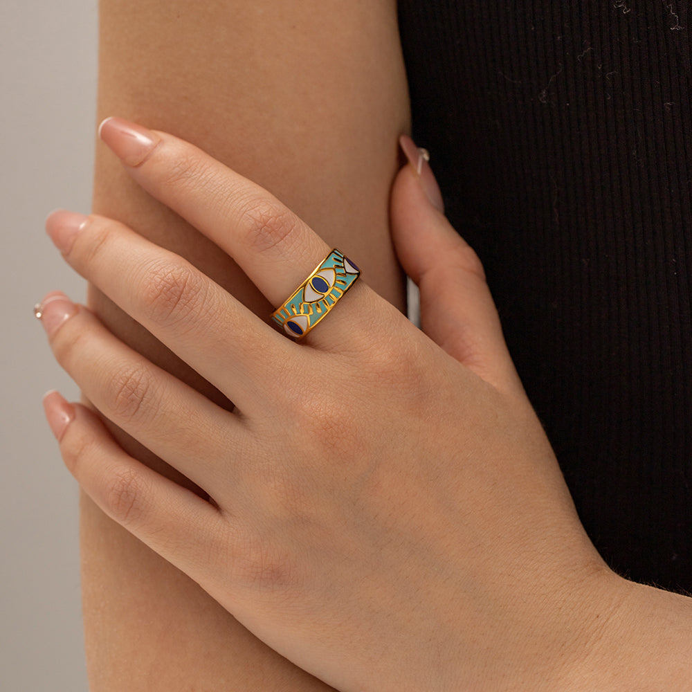 Enamel Open Eye Ring