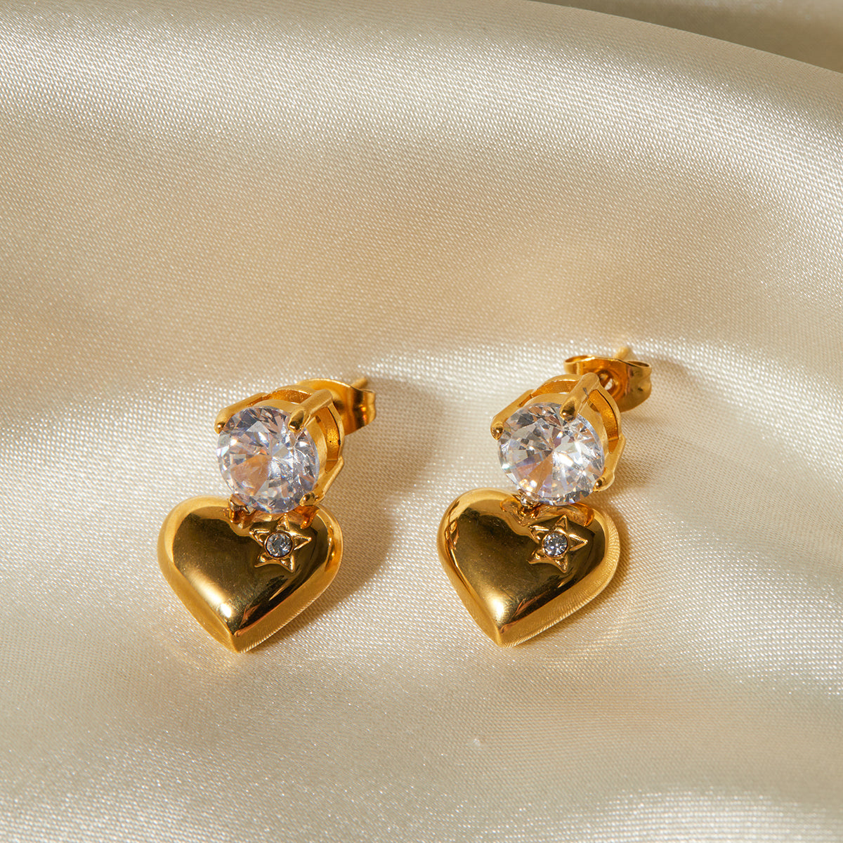 Sweet Zircon Heart Earrings