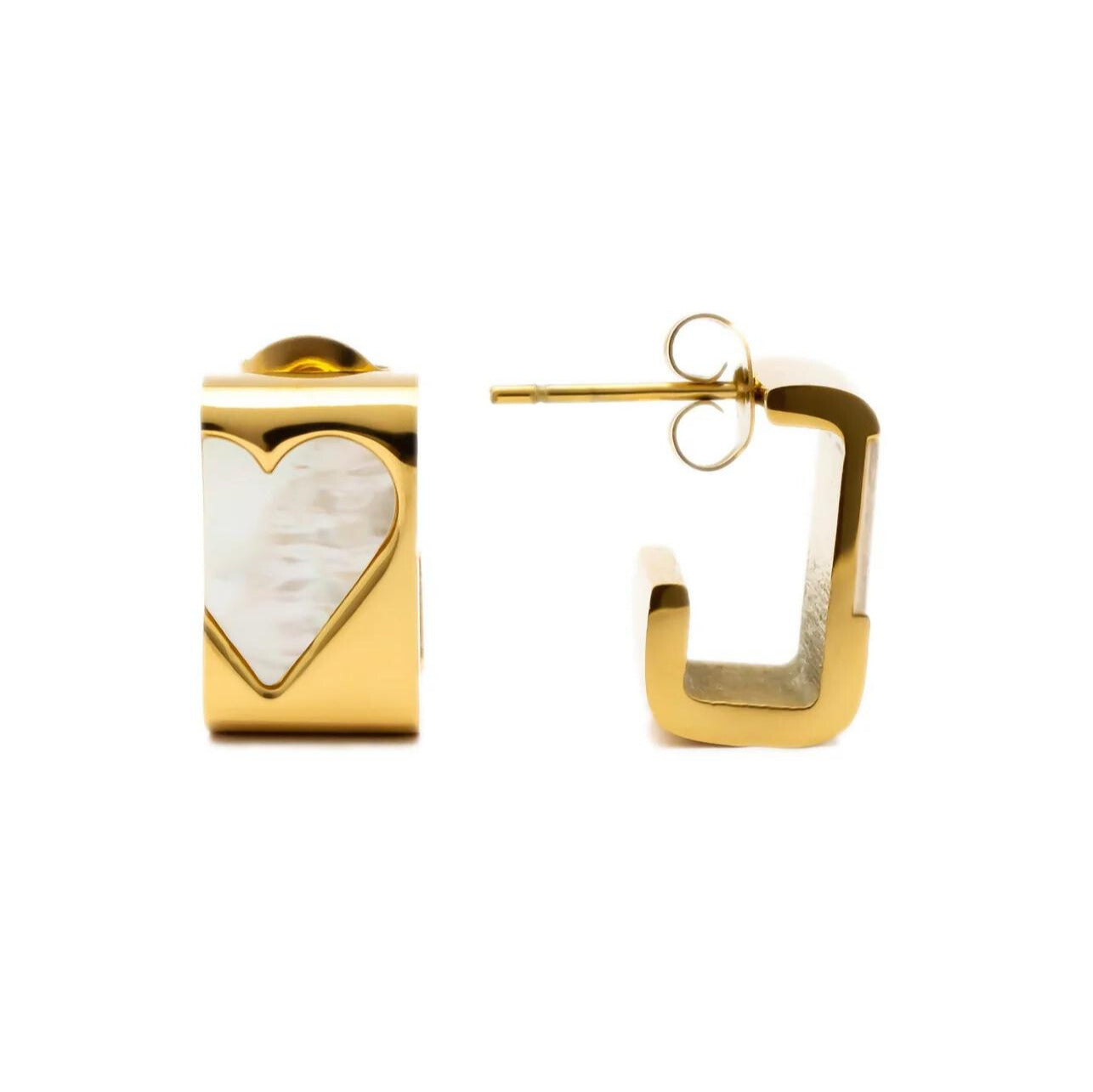 White Shell  Acrylic 18K Gold Plated Earrings