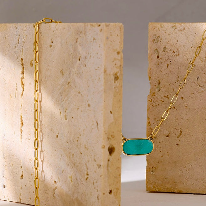 Green Twinkles Necklace - 18K Gold Plated