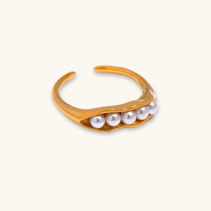 Natural Pearls - 18K Gold Plated Ring