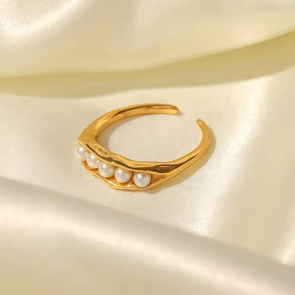 Natural Pearls - 18K Gold Plated Ring