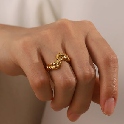 Bold Texture V Shape Ring