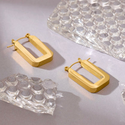 U Shape 18K Gold Plated Earrings