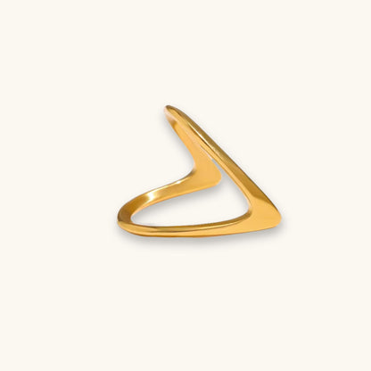 V Shape- 18K Gold Plated Ring