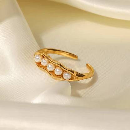 Natural Pearls - 18K Gold Plated Ring