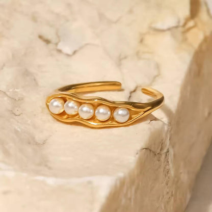 Natural Pearls - 18K Gold Plated Ring