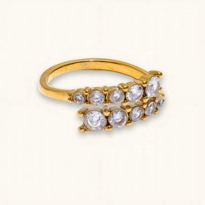 Cubic Zirconia Adjustable Fine Ring 18K Gold Plated